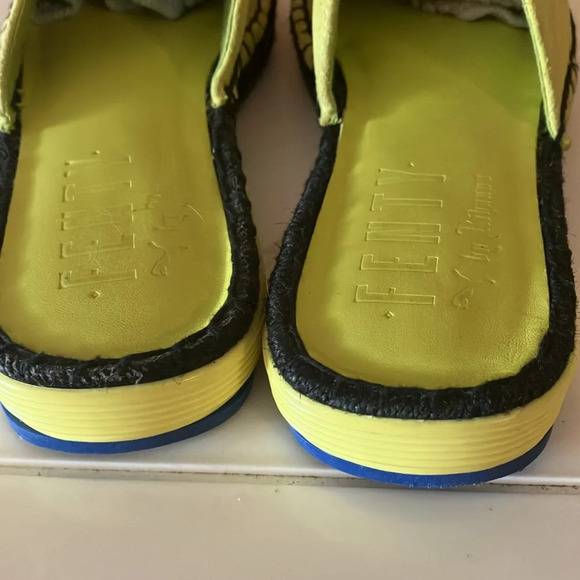 Puma Fendy Espadrille Slides Sulphur Spring/blue/black Slip on Sz 7 1/2 GUC - Picture 2 of 13